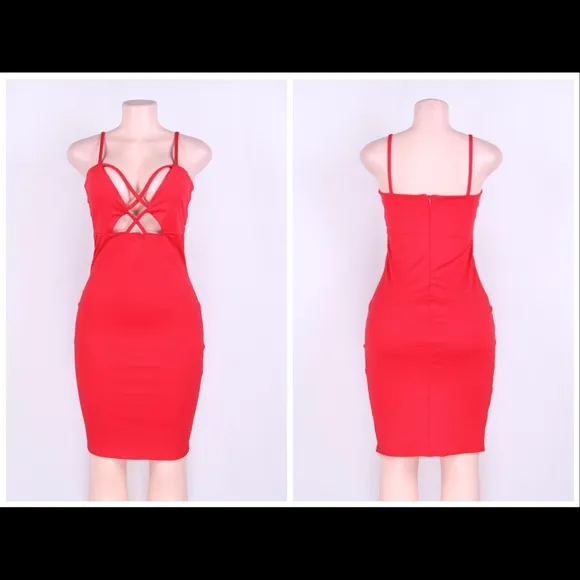 Red Haut Body Con Dress Size undefined - Image 2