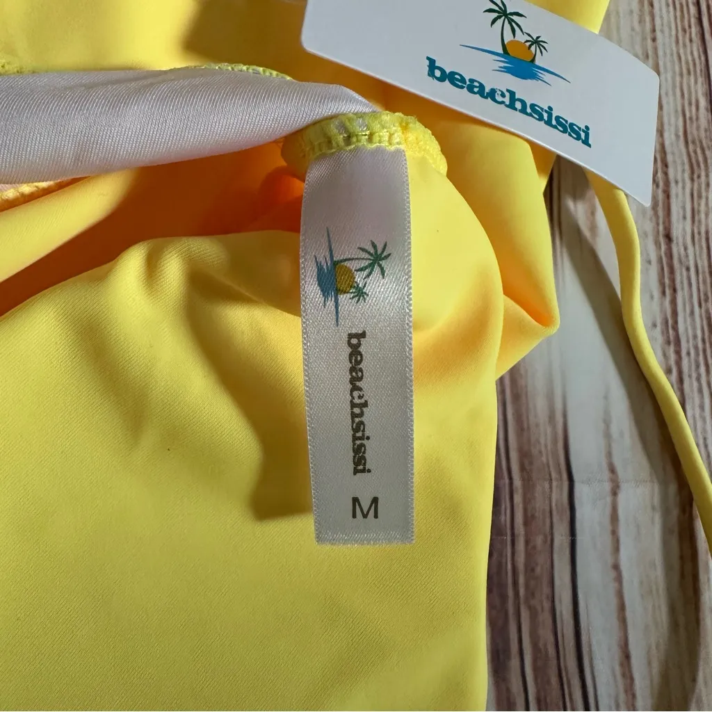 Beachsissi Yellow Adjustable Strap Flowy Tankini Top - Image 12