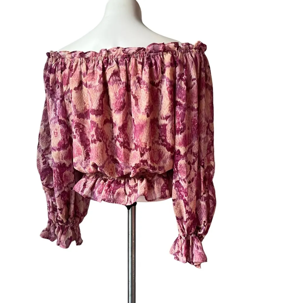 Vici Sutton Off the Shoulder Blouson Puffy Sleeve Printed Blouse, Sz S - Image 8