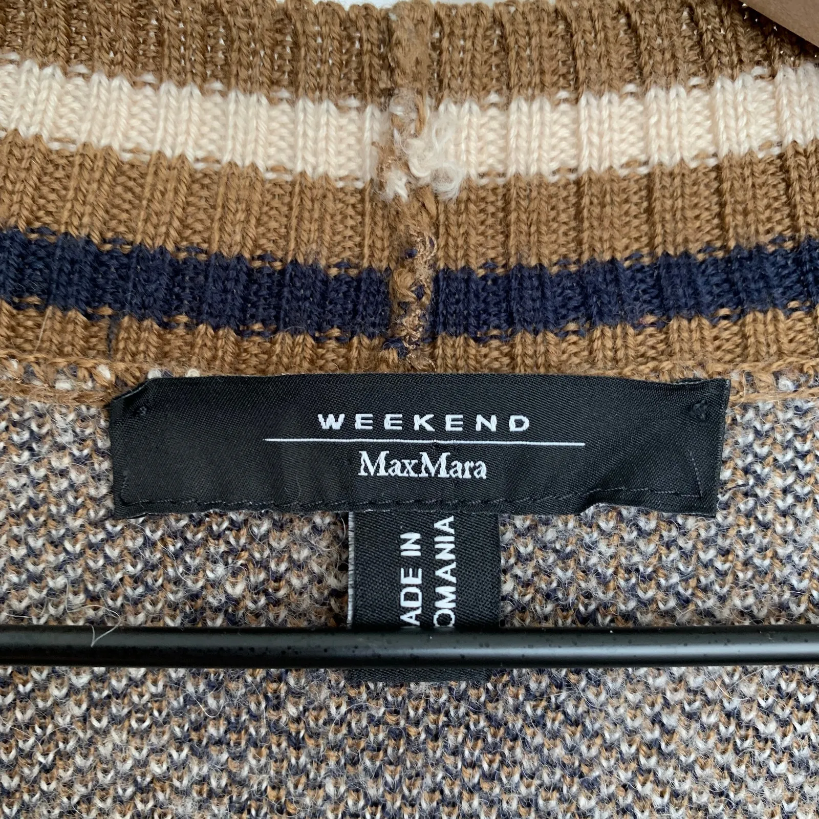 Weekend Max Mara Lavagna Belted Plaid Cardigan Longline Caramel Large Brown - Image 12