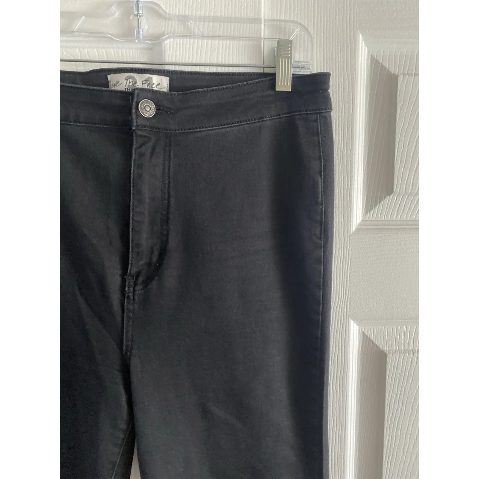 We the Free Womens 31 Free People Black Flare Leg Denim Pants - Image 2