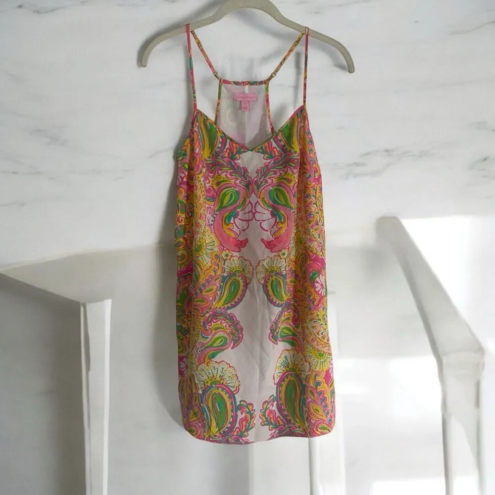 Lilly Pulitzer Dusk Hotty Pink Double Trouble Engineered‎ Silk Slip Dress Small - Image 3