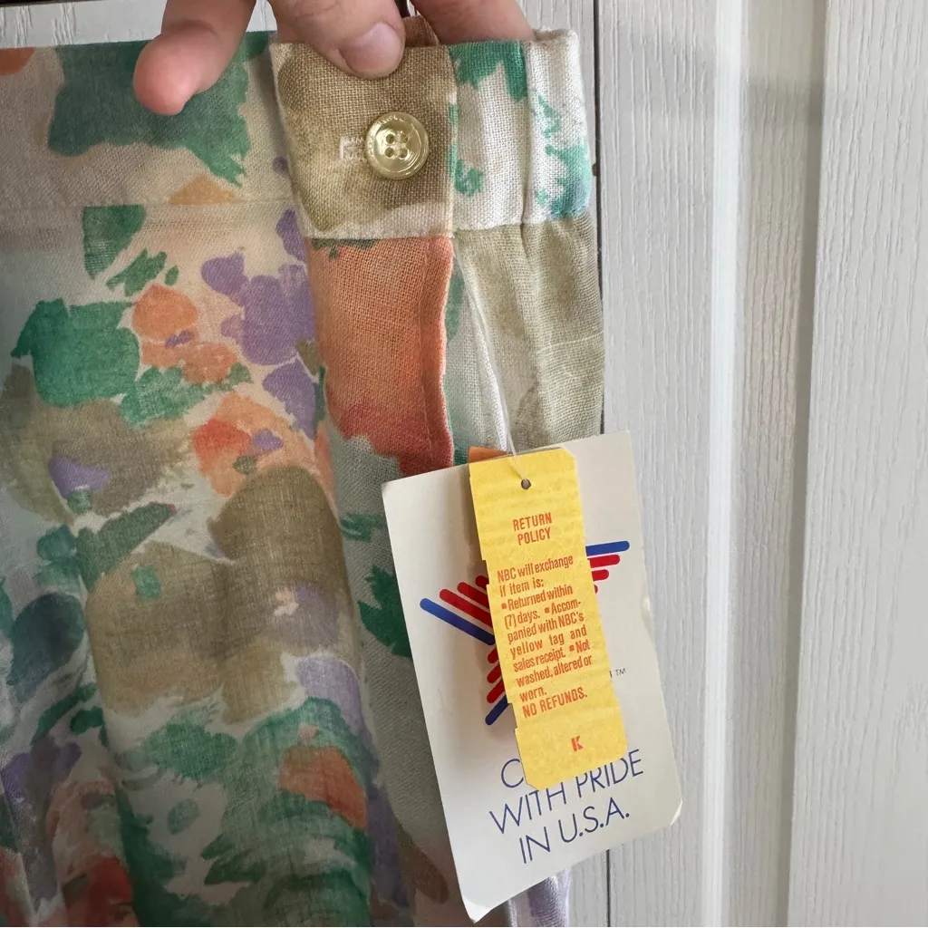 Classic Directions watercolor floral midi skirt size 36 White - Image 4