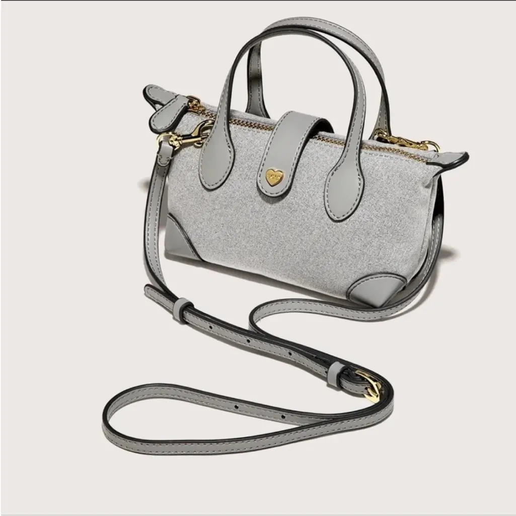 NWT Stoney Clover Lane Heather Gray / Grey Pouchette Bag Silver & Gold Accents - Image 5