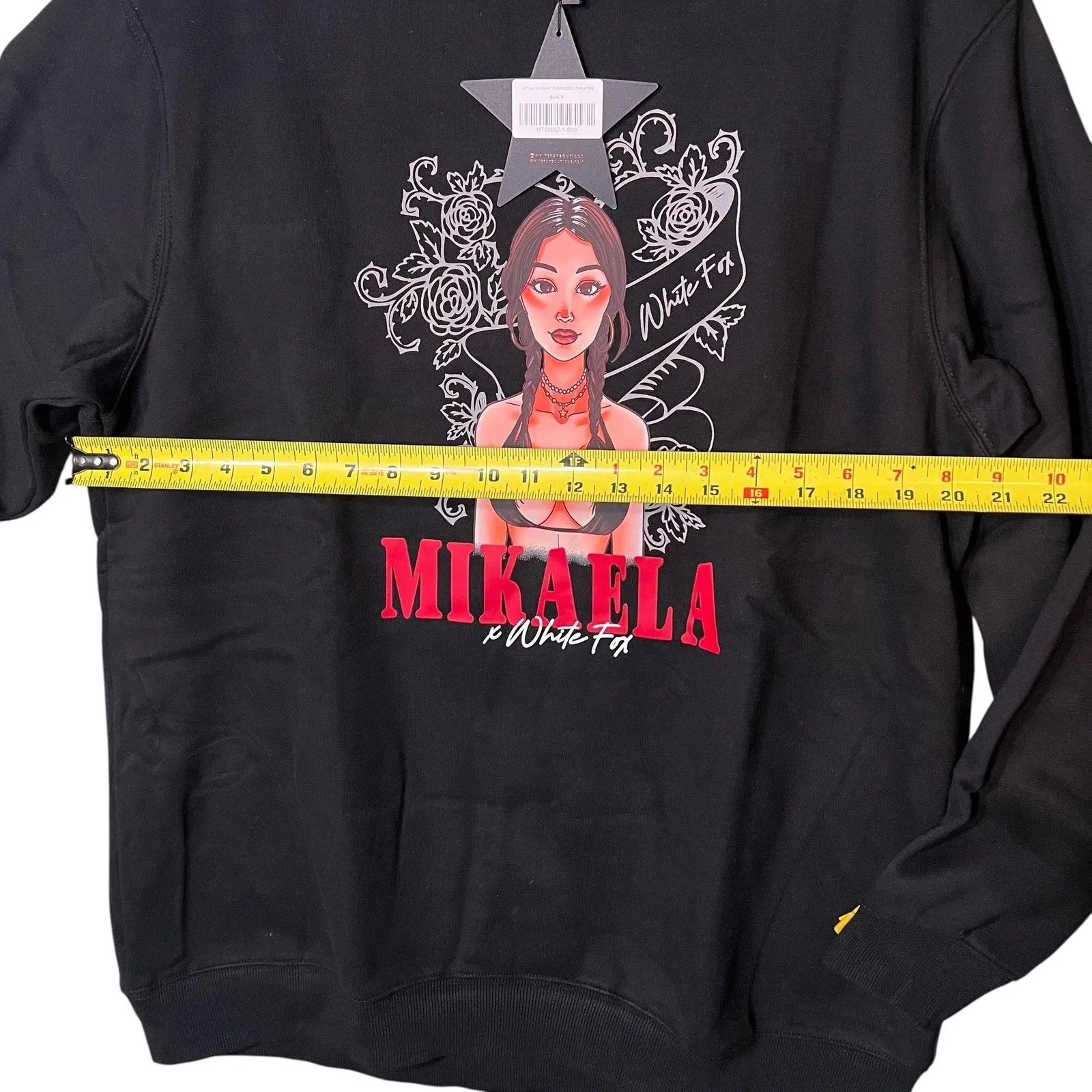 White Fox Sweatshirt Womens S/M Situashation Oversized Mikaela Testa Crewneck Black Size M - Image 8