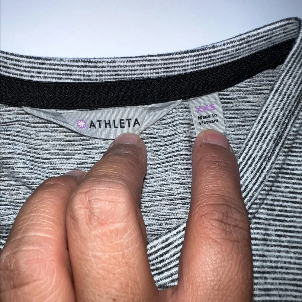 Athleta  Micro Striped Henley maxi dress ruched side XXS Stretch slit button down - Image 5