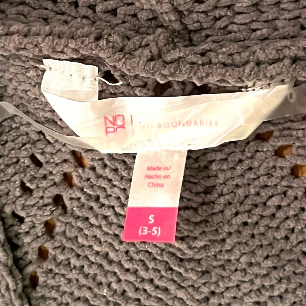 NEW!! NWT No Boundaries Women's Gray Loose Knit Open Cardigan Size Small (3-5) - Image 4
