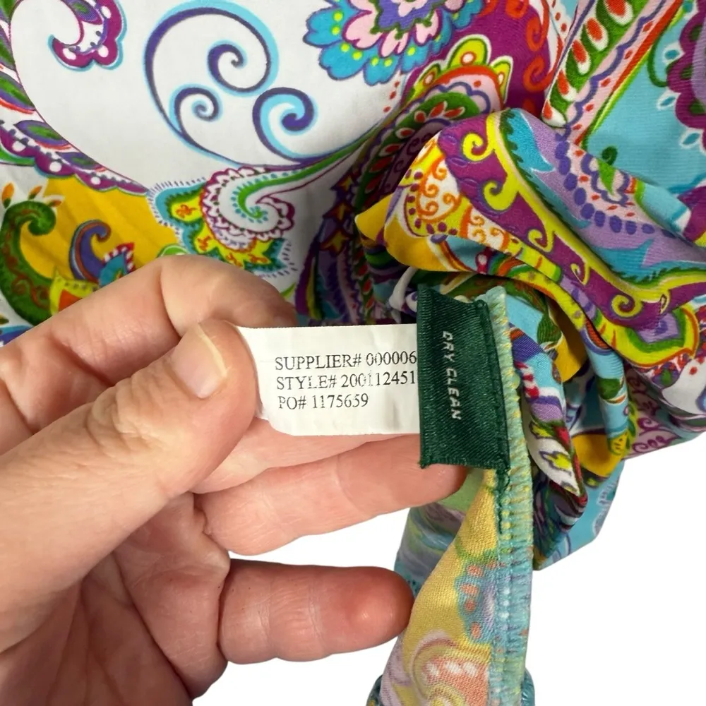 Y2K Lauren Ralph Lauren Multicolor Paisley Skirt in Blue/Yellow/Purple Size M - Image 6