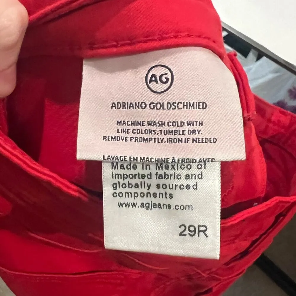 AG Adriano Goldschmied The Abbey Ankle Women 29R Red Pant Novelty Classic Midris - Image 8