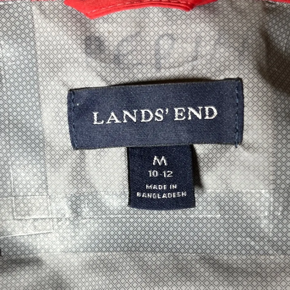 Waterproof Hooded Rain Jacket Outdoor Windbreaker Red Shell Lands End Womens M - Image 5