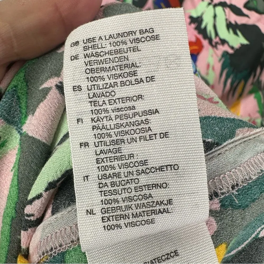 & Other Stories Pink Multi Color Tropical Parrot Print Midi Length Kaftan Sz S - Image 7