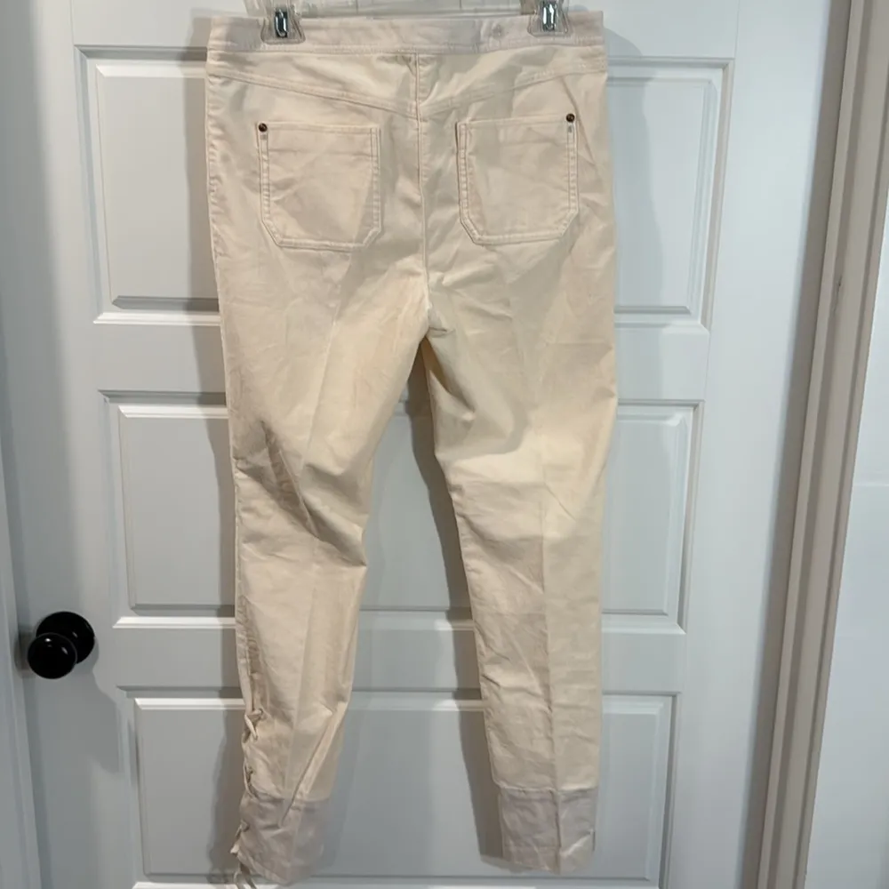 Anthropologie Leifsdottir Ivory Velour Tie Lace Up Ankle Pants - Image 8