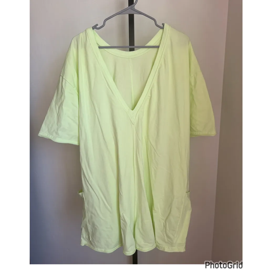 Free People Movement Hot Shot Tee Romper Yellow Green XL - Image 3