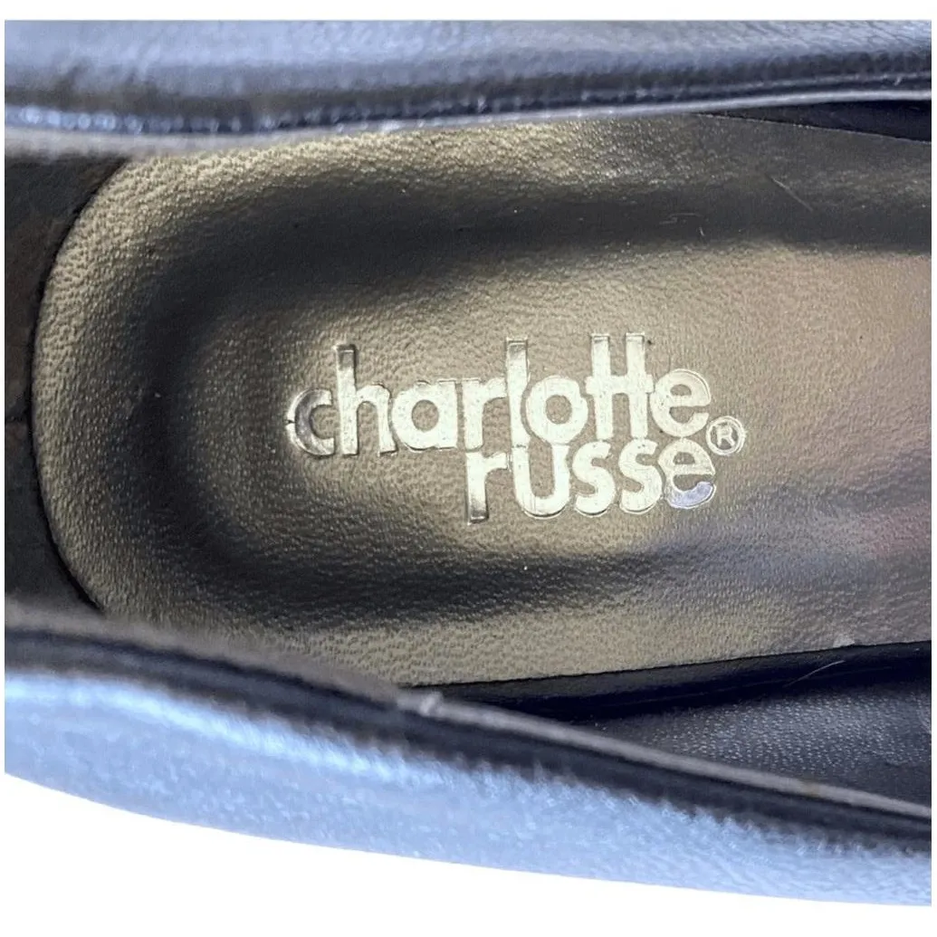 Charlotte Russe Black Peep Toe Platform Stiletto Pleated Bow Pumps - Image 5