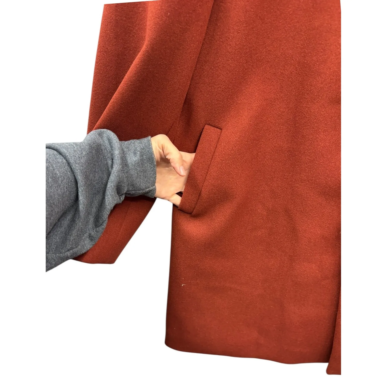 Women's Rust Brown Tailored Coat Chic Minimalist Fall Outerwear Elegant XXL - Image 5