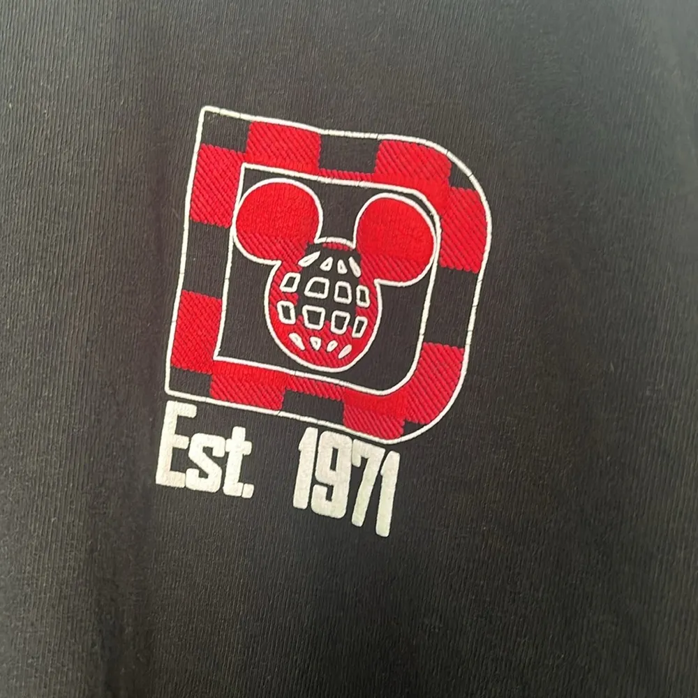 Disney Spirt Jersey Black Red Buffalo Plaid 2019 Holiday Long Sleeve Logo Shirt - Image 2