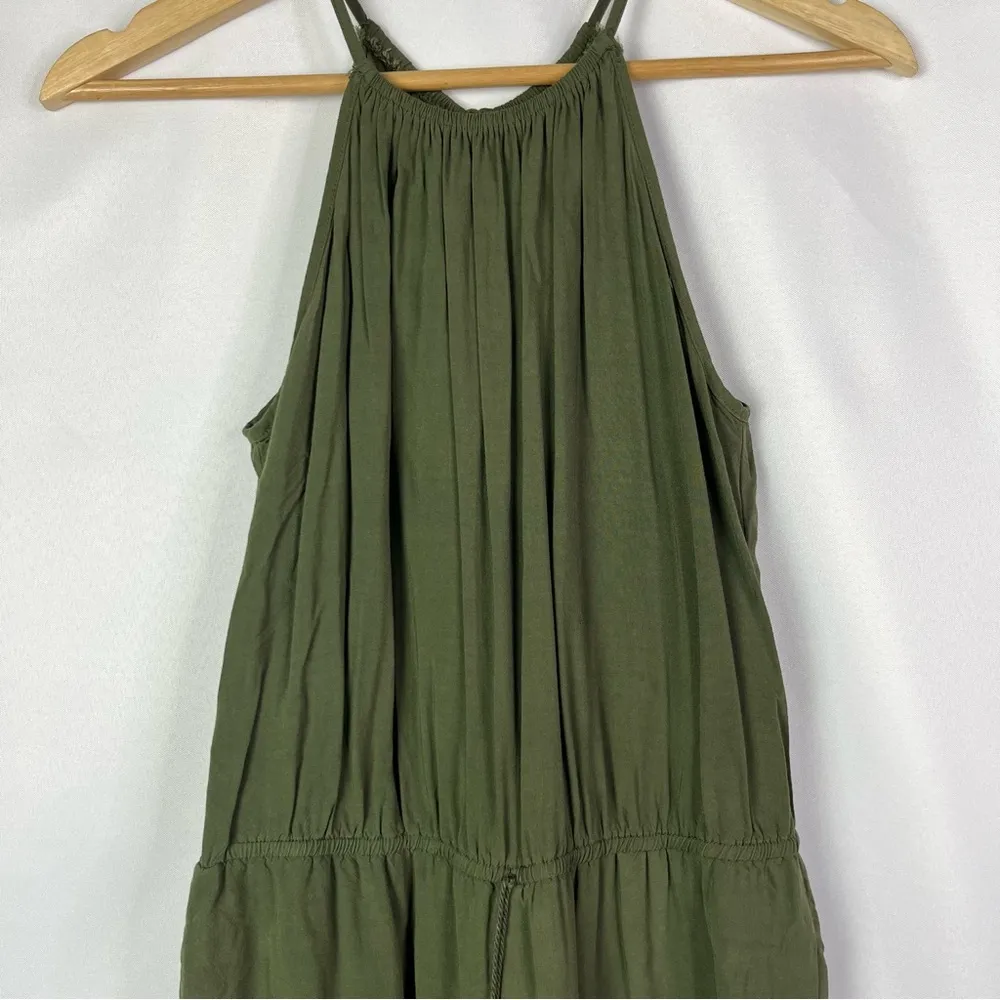 Mossimo Green High Neck Eyelet Lace Hem Mini Romper S - Image 3