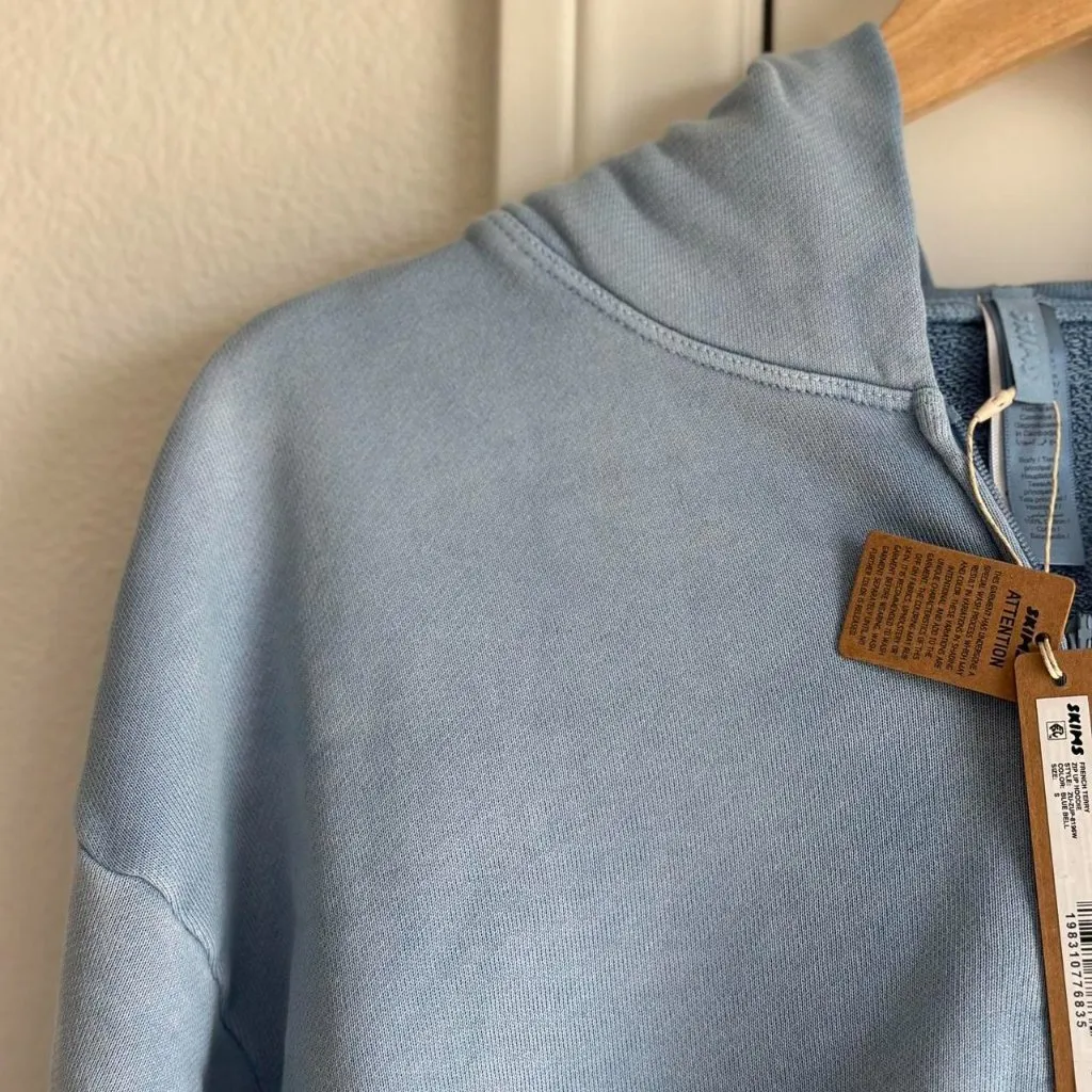 Skims French Terry Zip Up Hoodie in Blue Bell, Size Small - Image 7