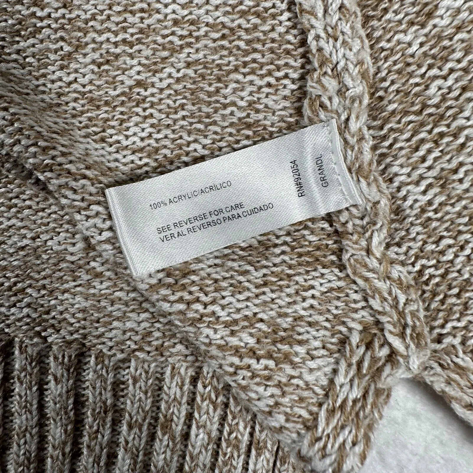 Madison Lilly Cardigan Women's Small Tan and White Cable Knit Open Front Sweater Brown - Image 8