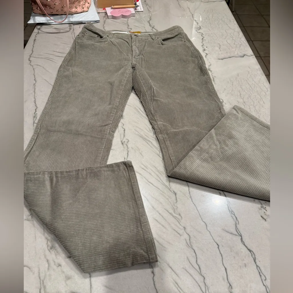 Beau Dawson Wide Wale Corduroy Wide Leg Pants Size 12 Taupe Neutral Stretch Tan - Image 5