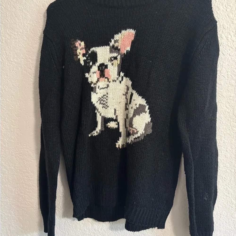 Peter Jensen French Bulldog Crew Oversize Sweater Black Size XS - Image 2