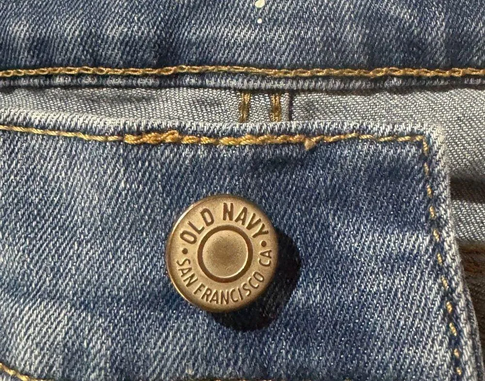 Old Navy SZ 0R Boyfriend Straight Crop Jeans Stretch Whiskered Low-Rise Blue - Image 6