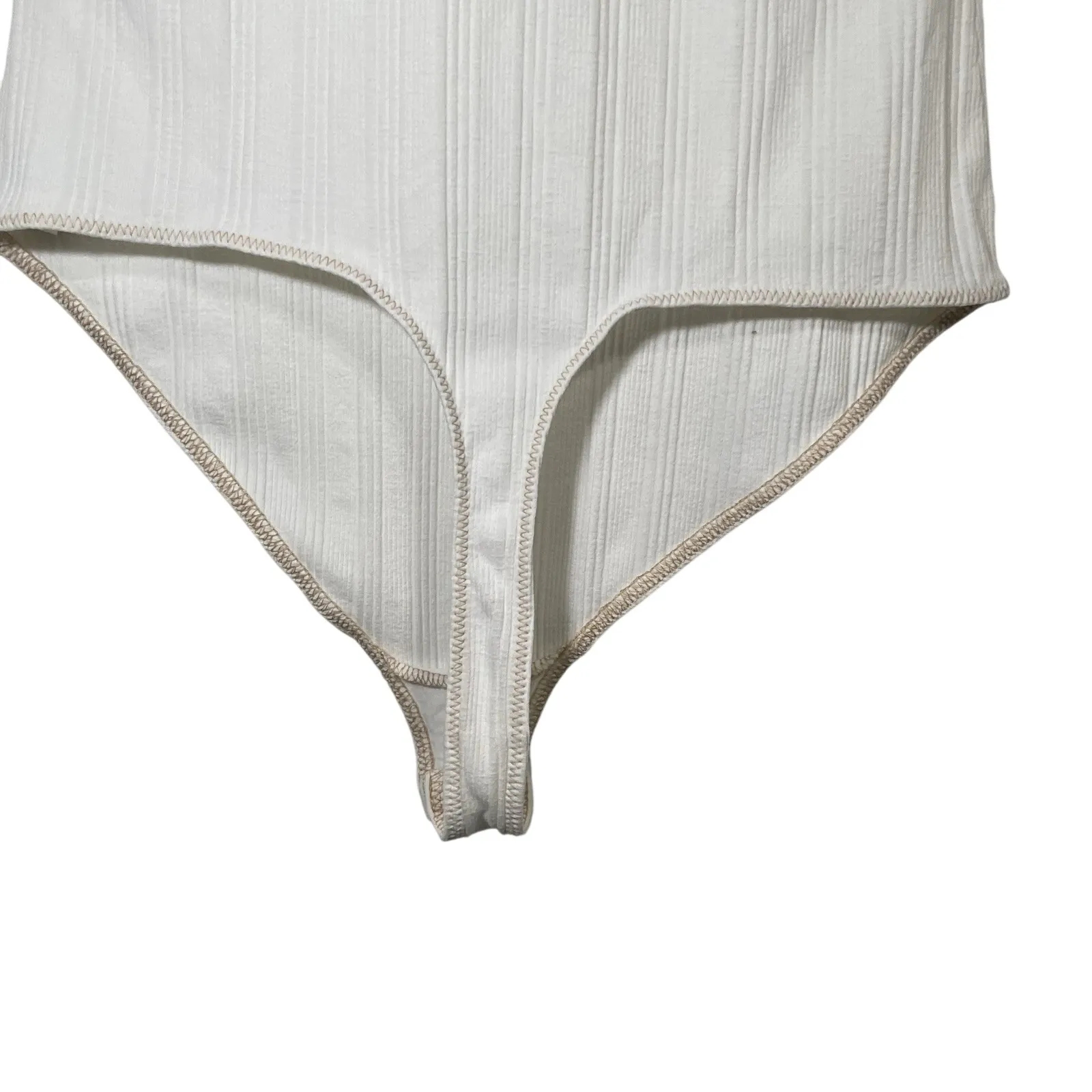 Free People Bodysuit Ribbed Knit‎ Square Neck Long Sleeve Top Large - Image 9