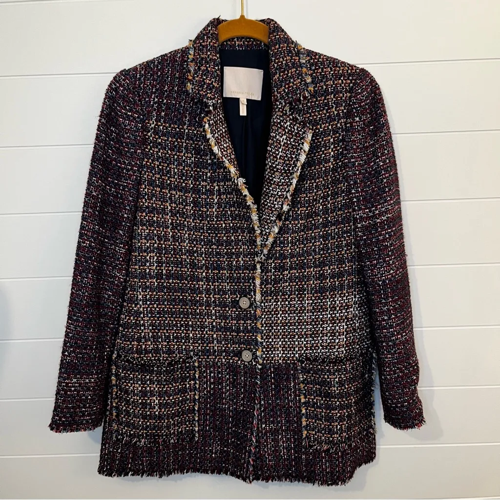 Rebecca Taylor Blanket Woven Tweed Jacket Blazer Size 2 - Image 4