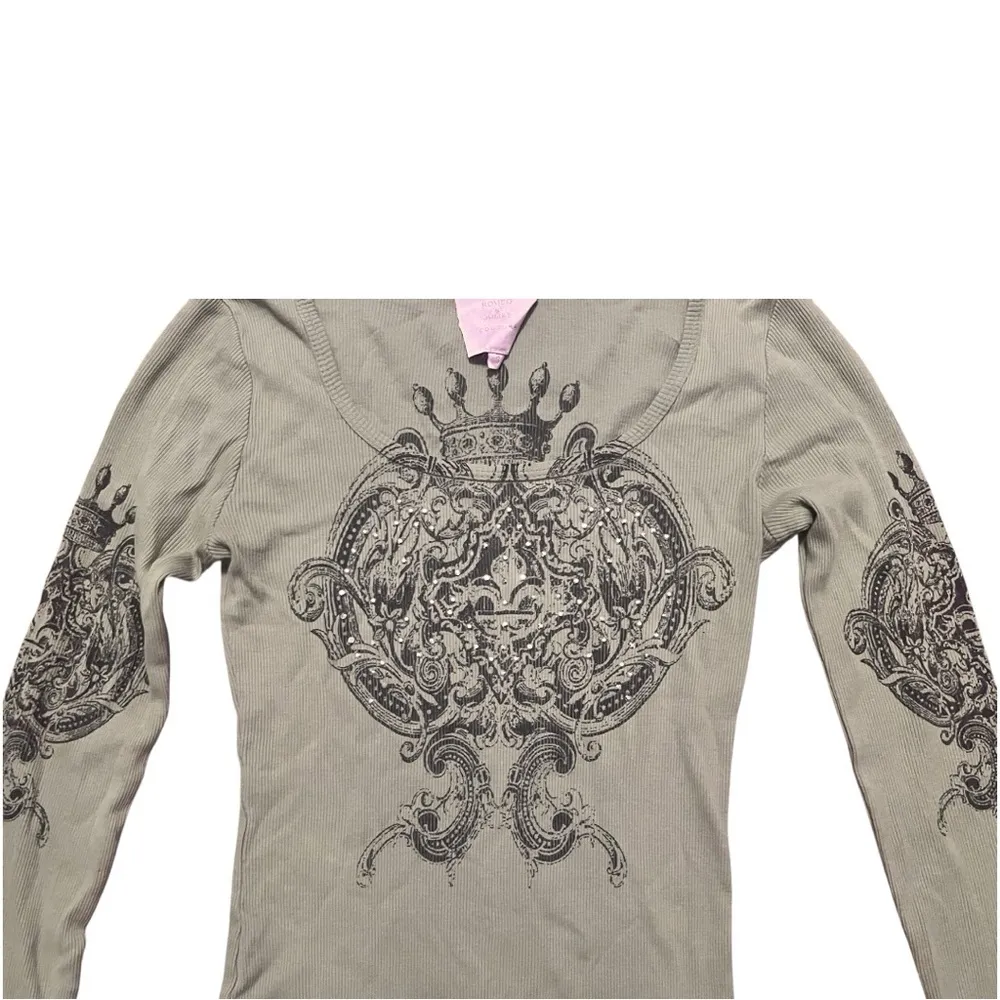 Y2K Romeo & Juliet Couture x Affliction Reverie Crown Graphic Tee S Green Gothic - Image 3