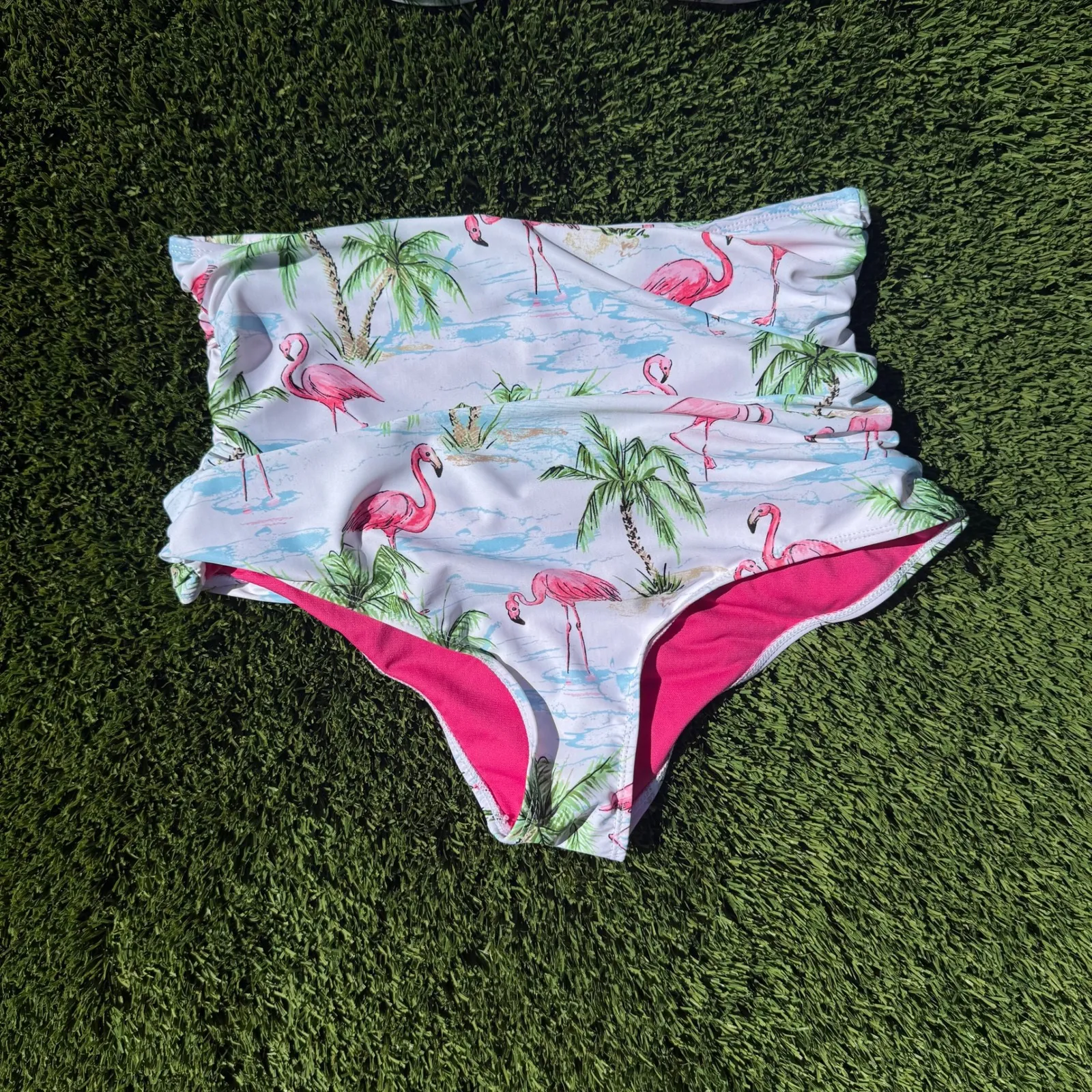 Marilyn Monroe Flamingo Print Swimsuit Bikini Set High‎ Waisted Tropical Women's - Image 3