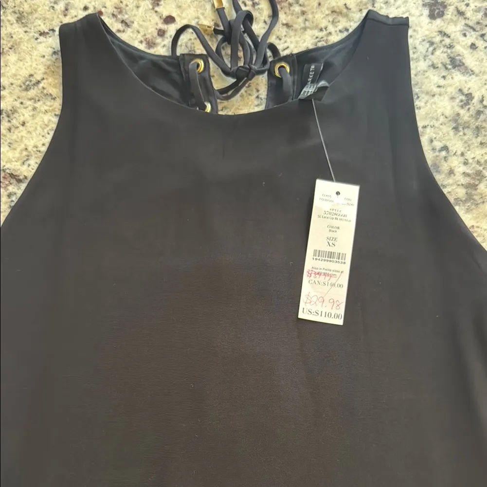 Black Sleeveless Midi Dress with Lace-Up Back - Image 2