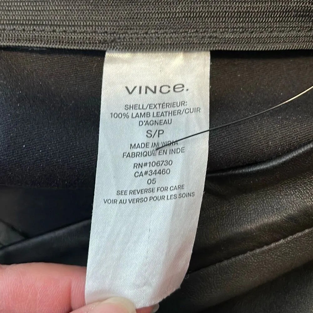 Vince Pull On Leather Ankle Leggings‎ Black Size Small - Image 10