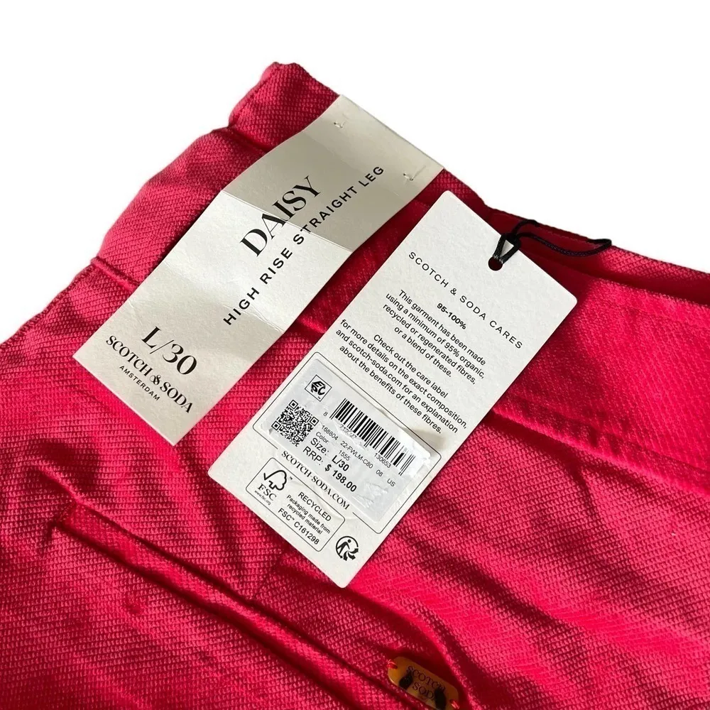 New Women’s Scotch & Soda Daisy High Rise Straight Leg Paper Bag Pant Size L/30 - Image 4