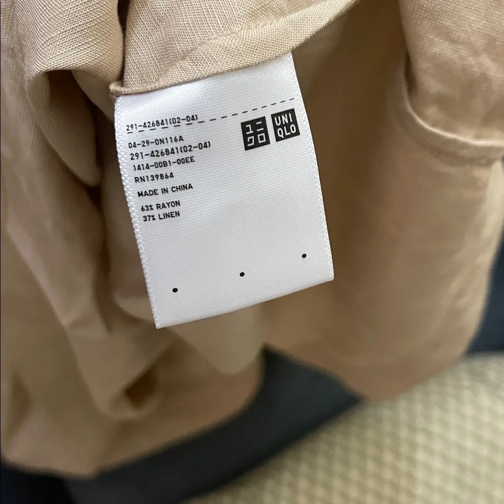 Uniqlo JW Anderson LINEN BLEND GATHERED 3/4 SLEEVE DRESS Size XS - Image 5