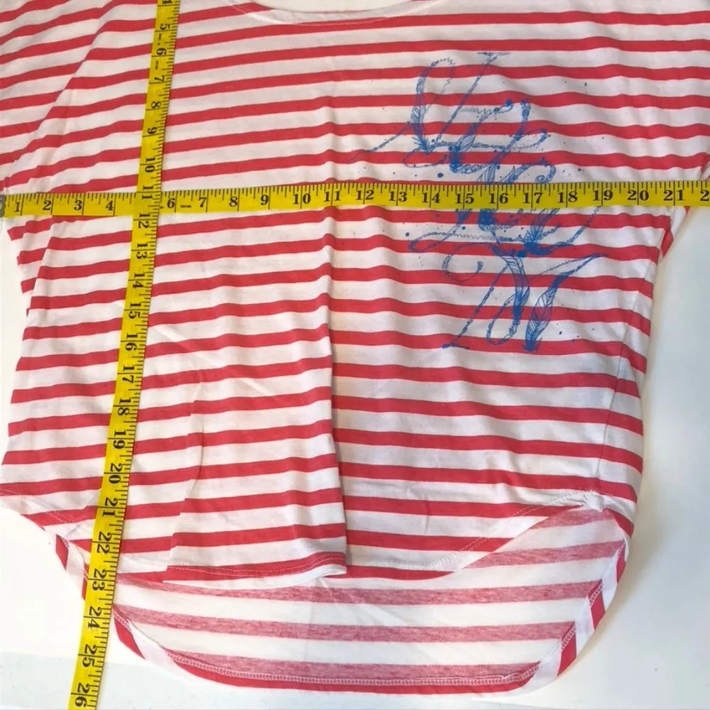 Top Size M/L Wolf Rip Vertical Shirt Tail Tee Striped Logo Beach - Image 6