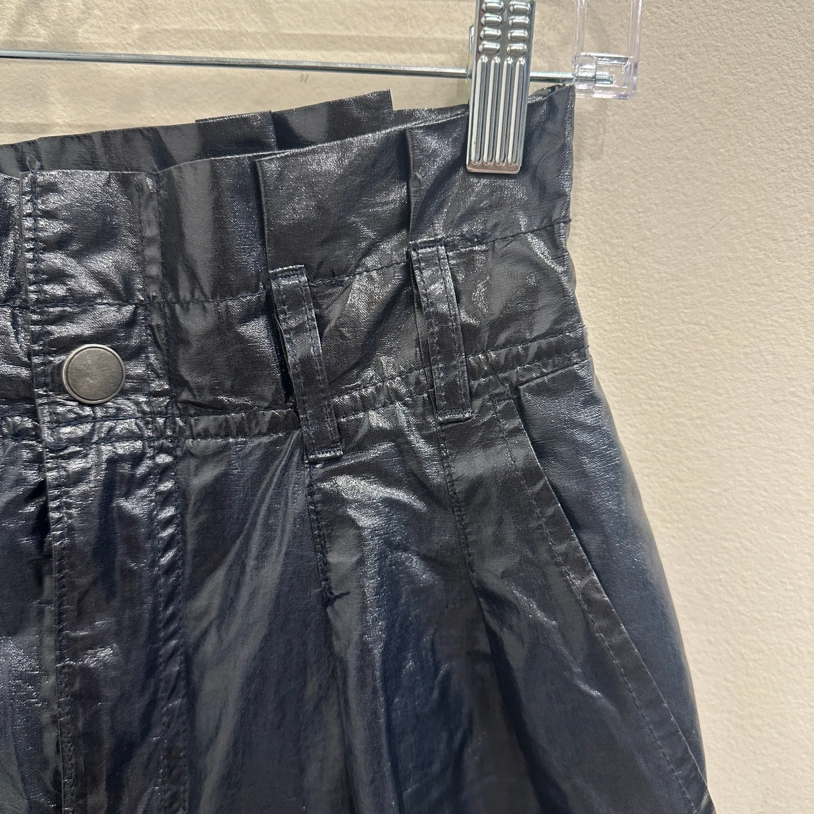 Free People Wonderwoman Pleated Metallic Paperbag High-Rise Pants Size 0 Festive - Image 6