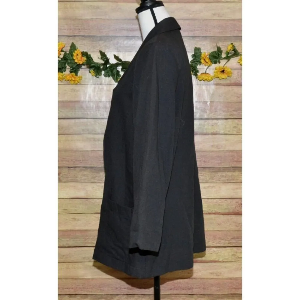 Vintage Sag Harbor Ladies Blazer Jacket Black Gold Button Collared Size 14 Retro - Image 4