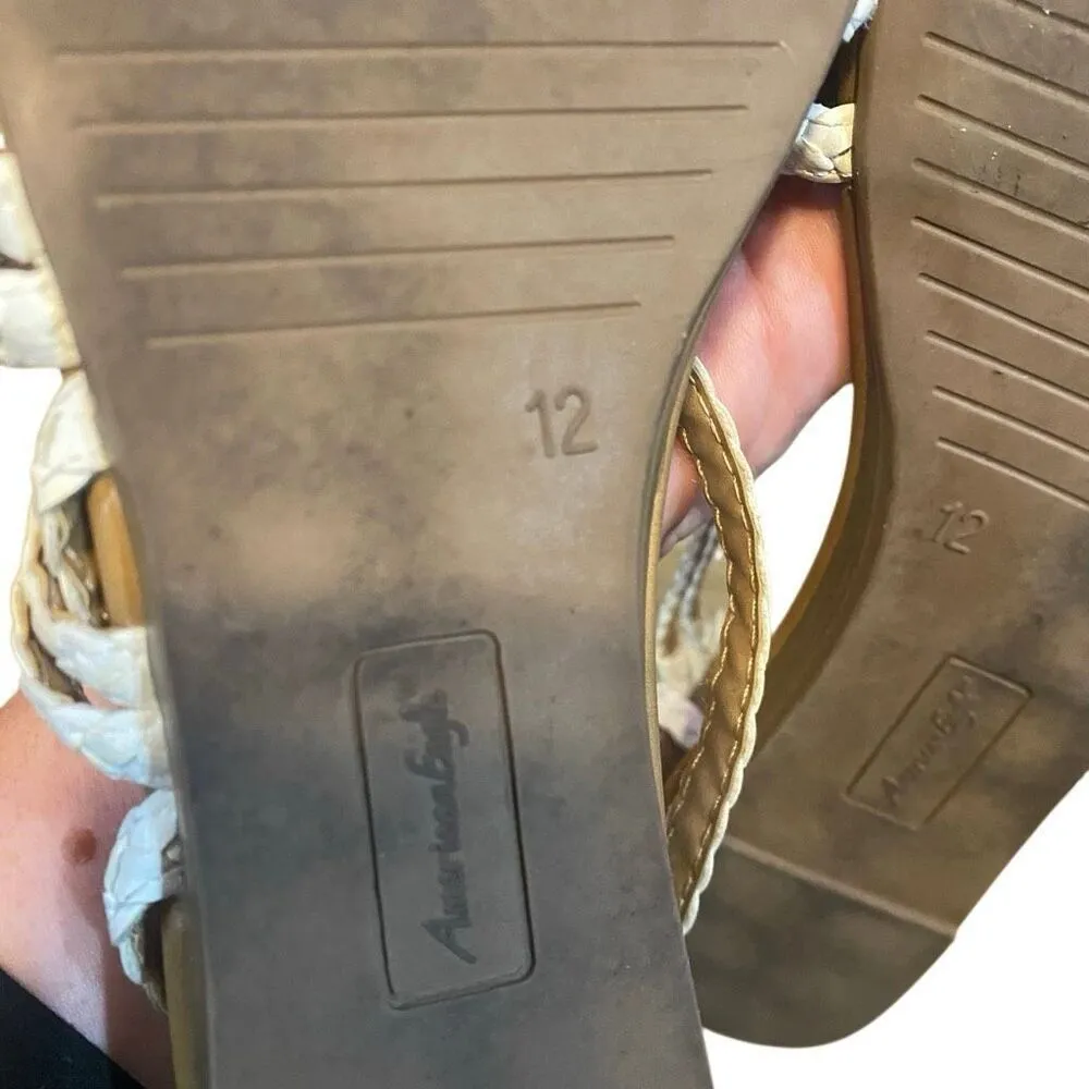 American Eagle white straps flat sandals size 12 - Image 2