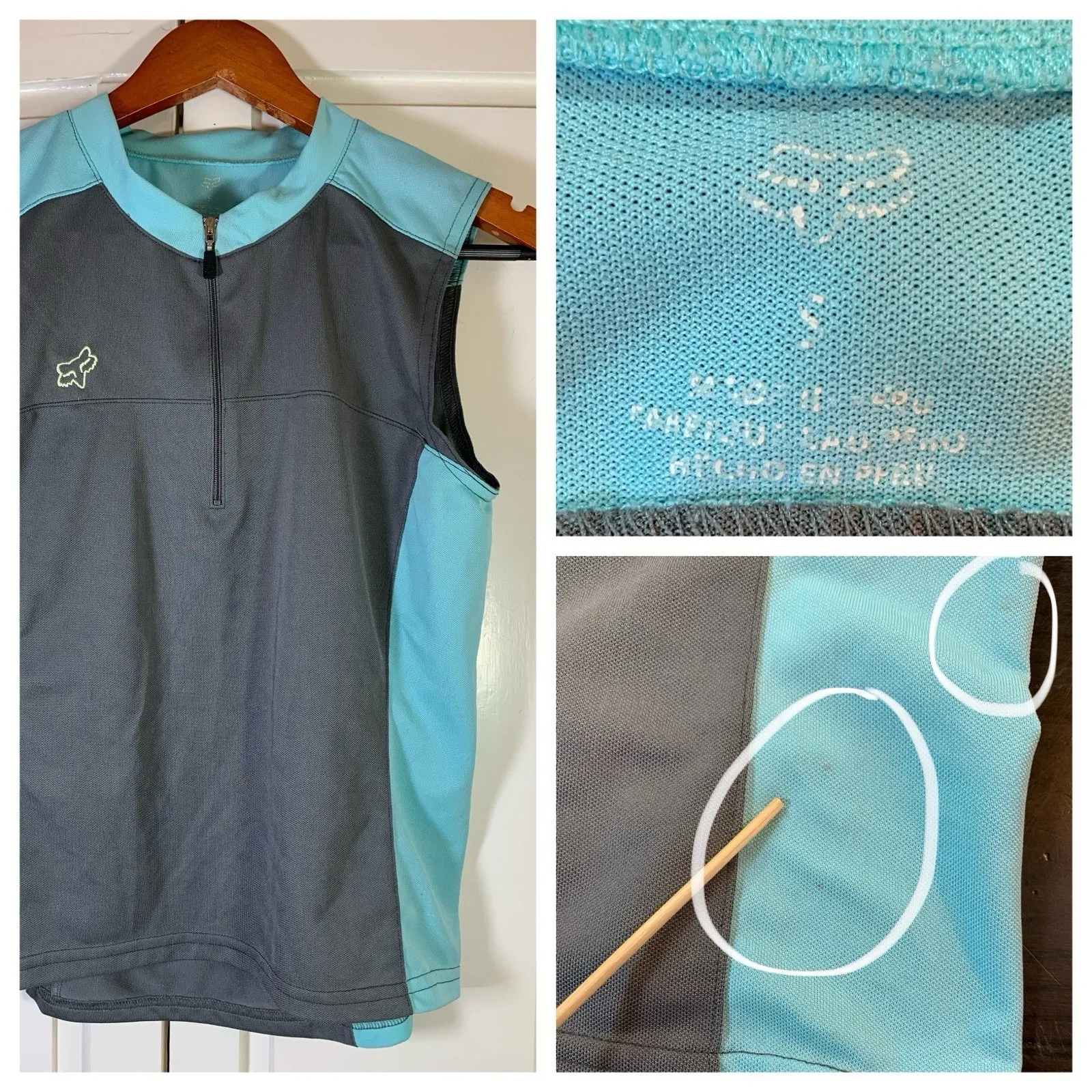 FOX Racing Women Sleeveless Shirt Small Jersey MTB Zip Pocket‎ Motocross MotoX Blue - Image 2