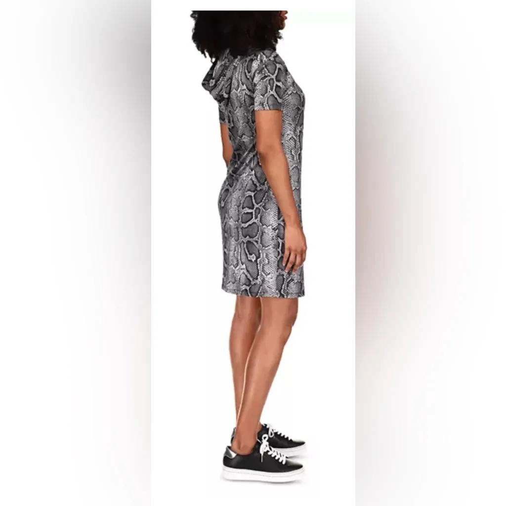 Michael Kors Black and Gray Snake Print Mini Dress - Image 3