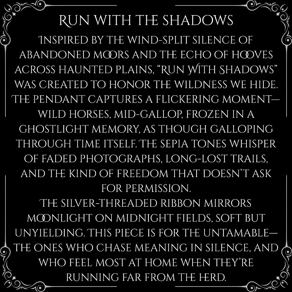 "Run With Shadows" – Gothic Wild Horse Ribbon Necklace - Image 5