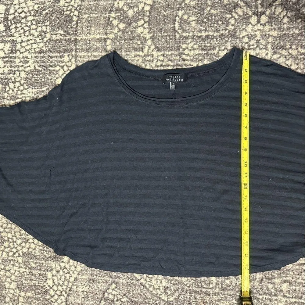 Robert Rodriguez Women’s Size S Black Shadow Stripe Batwing Cropped Top Shirt - Image 8