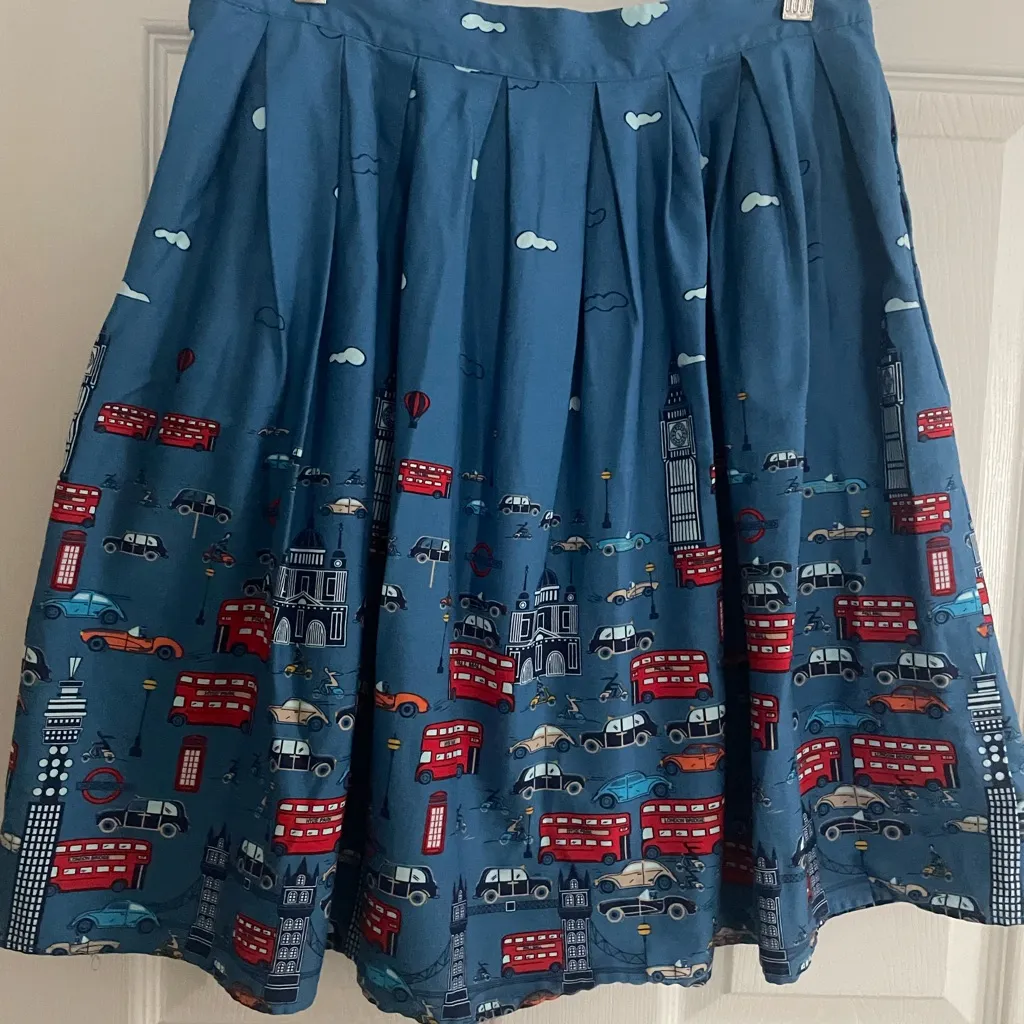 Grace Karin Blue Cityscape A-Line Skirt - Image 3