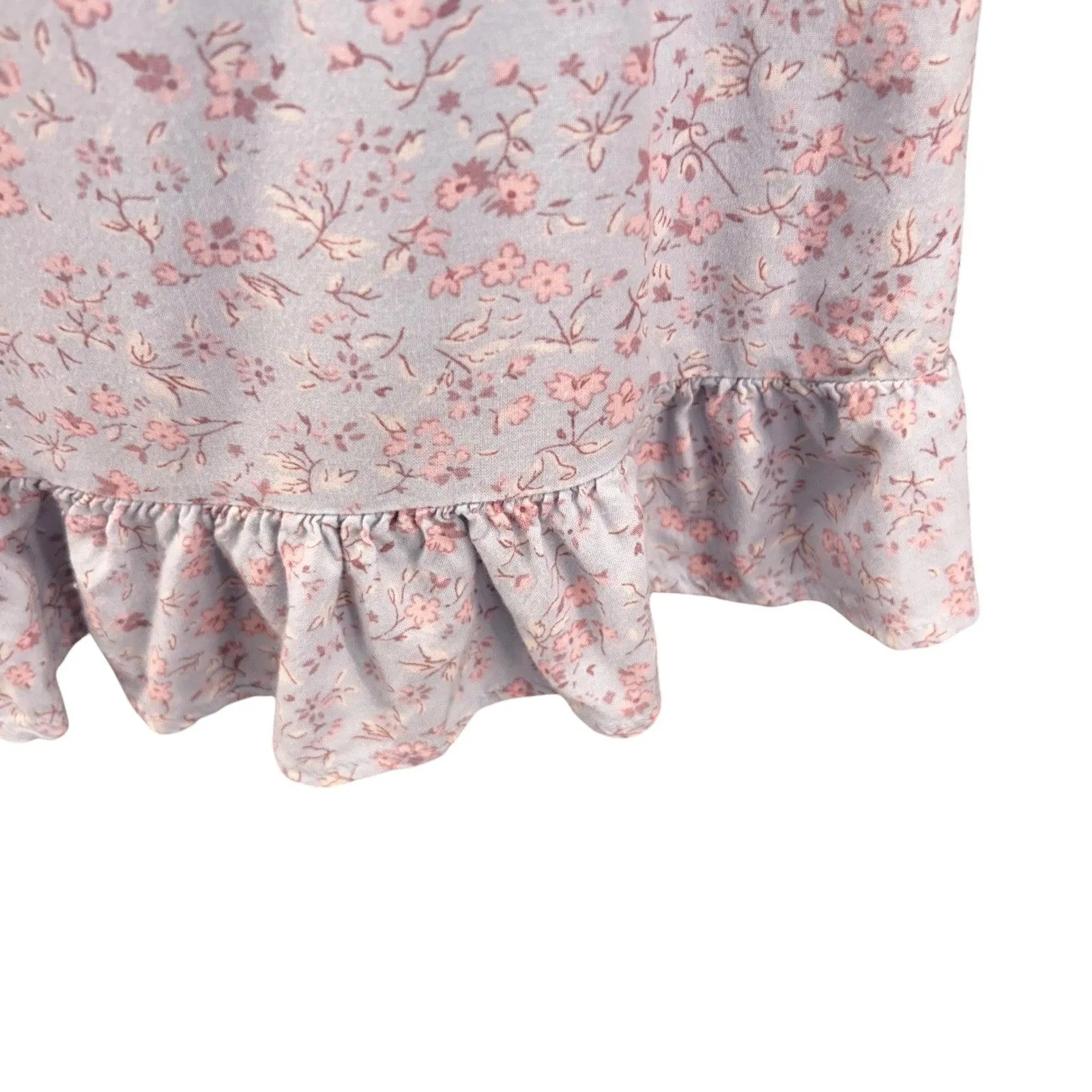 90s‎ Mini Babydoll Floral Dress Light Blue XL - Image 6