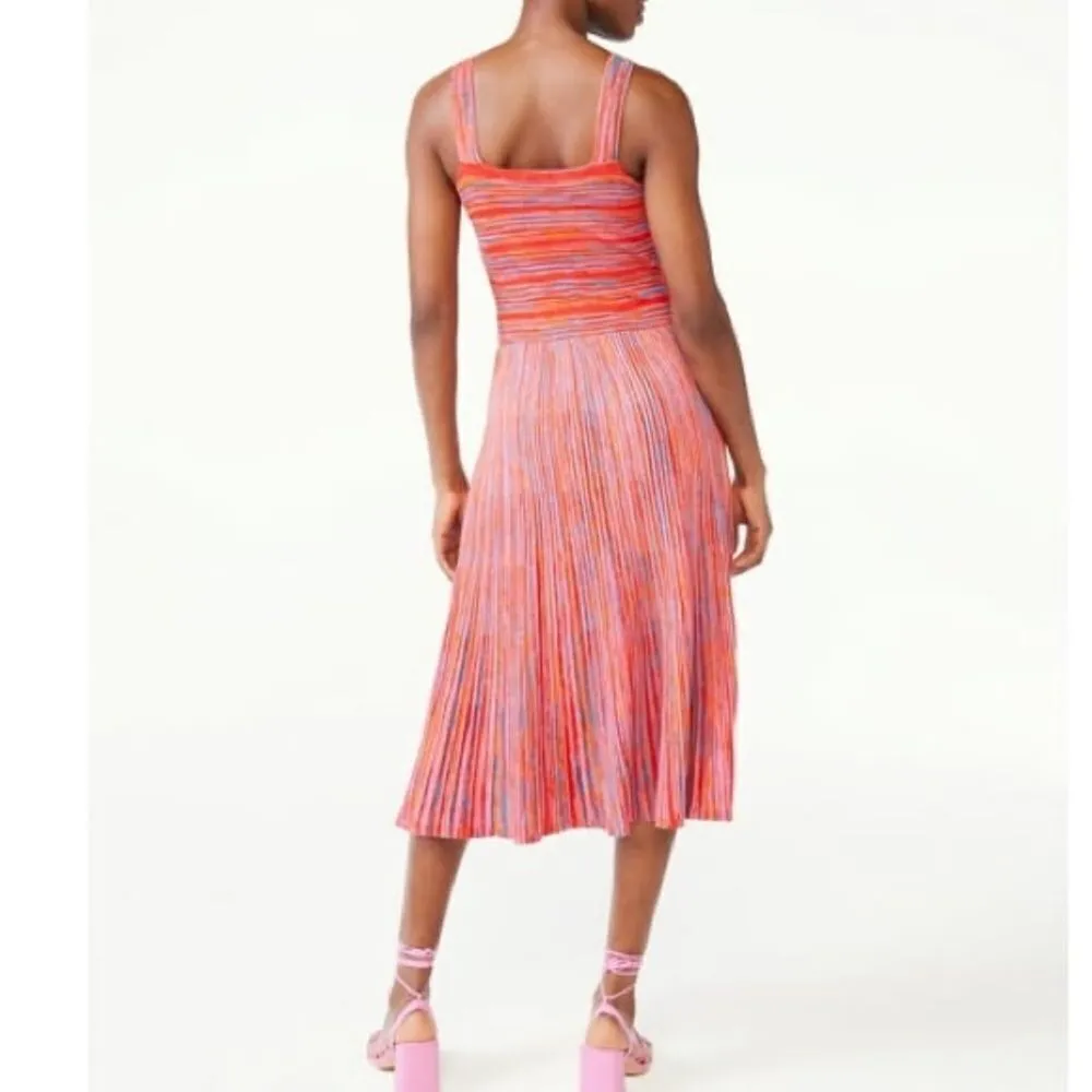 Scoop NYC Micro Stripe Midi Dress Pink Size L - Image 2