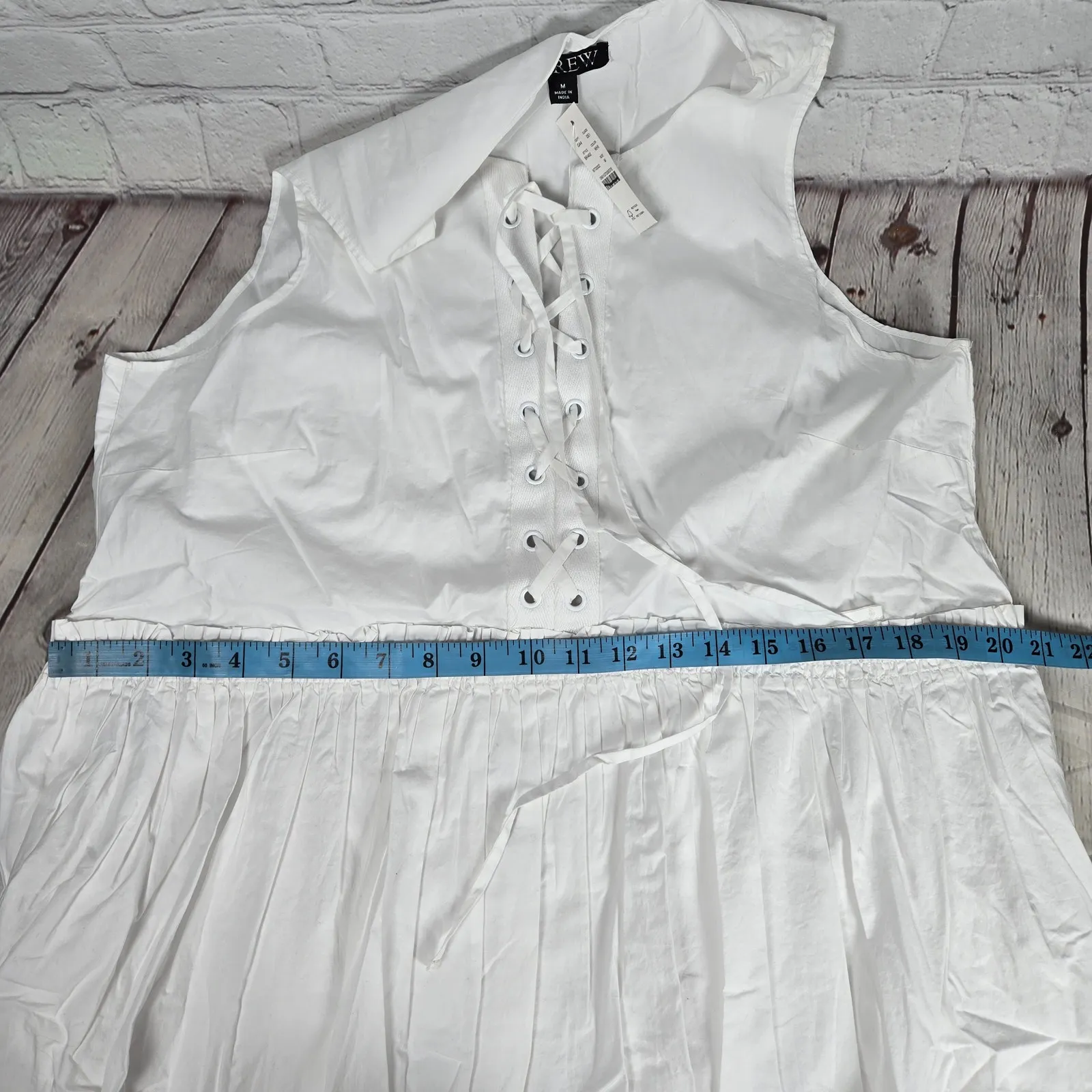 J. Crew Tiered lace-up mini dress in cotton poplin White‎ M BR462 - Image 8