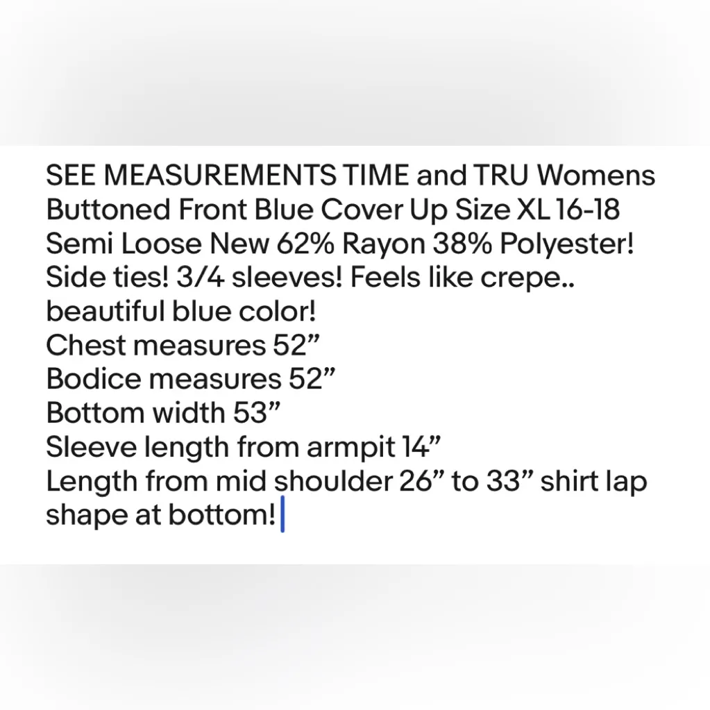 TIME and TRU Womens Buttoned Front Blue Cover Up Size XL 16 - Image 9