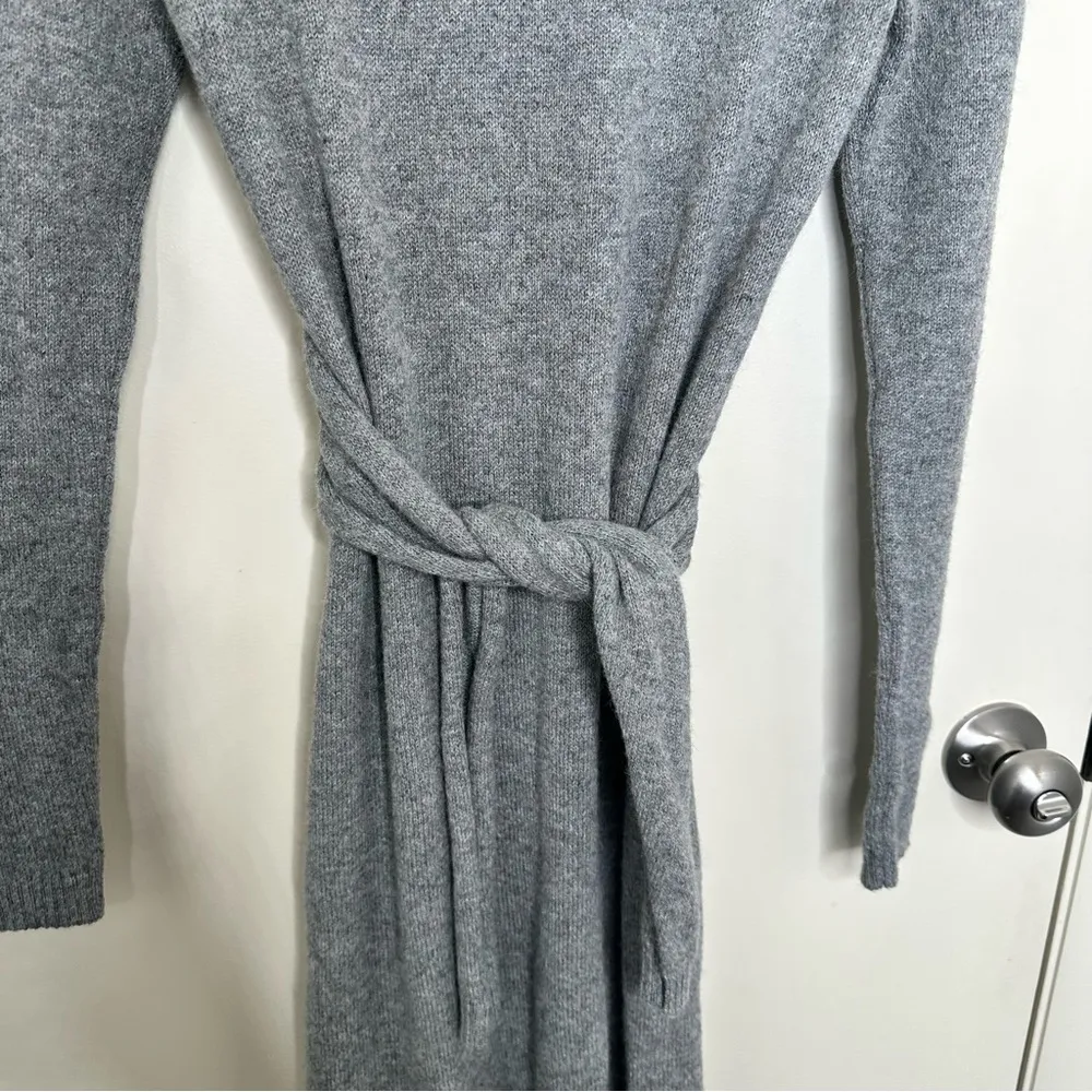 Peruvian Connection Royal Alpaca Faux-Wrap Sweater Dress in Gray - Image 7