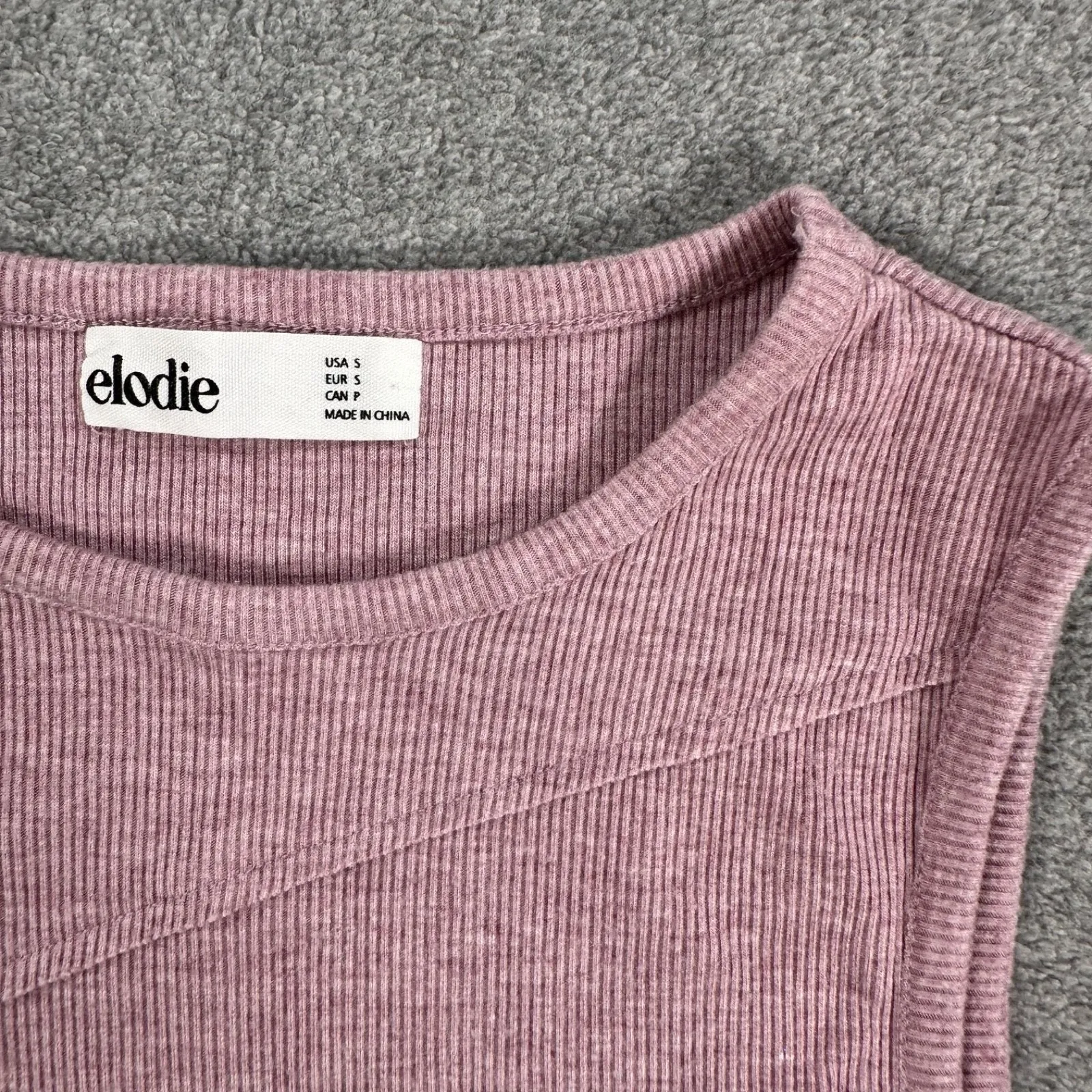 Elodie Ribbed Tank Top Women's Small Purple High Neck Sleeveless Crossover - Image 2