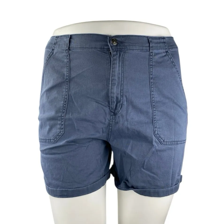 Gloria Vanderbilt Womens Gray Blue Twill High Waisted Wide Leg Utility Shorts XL - Image 2